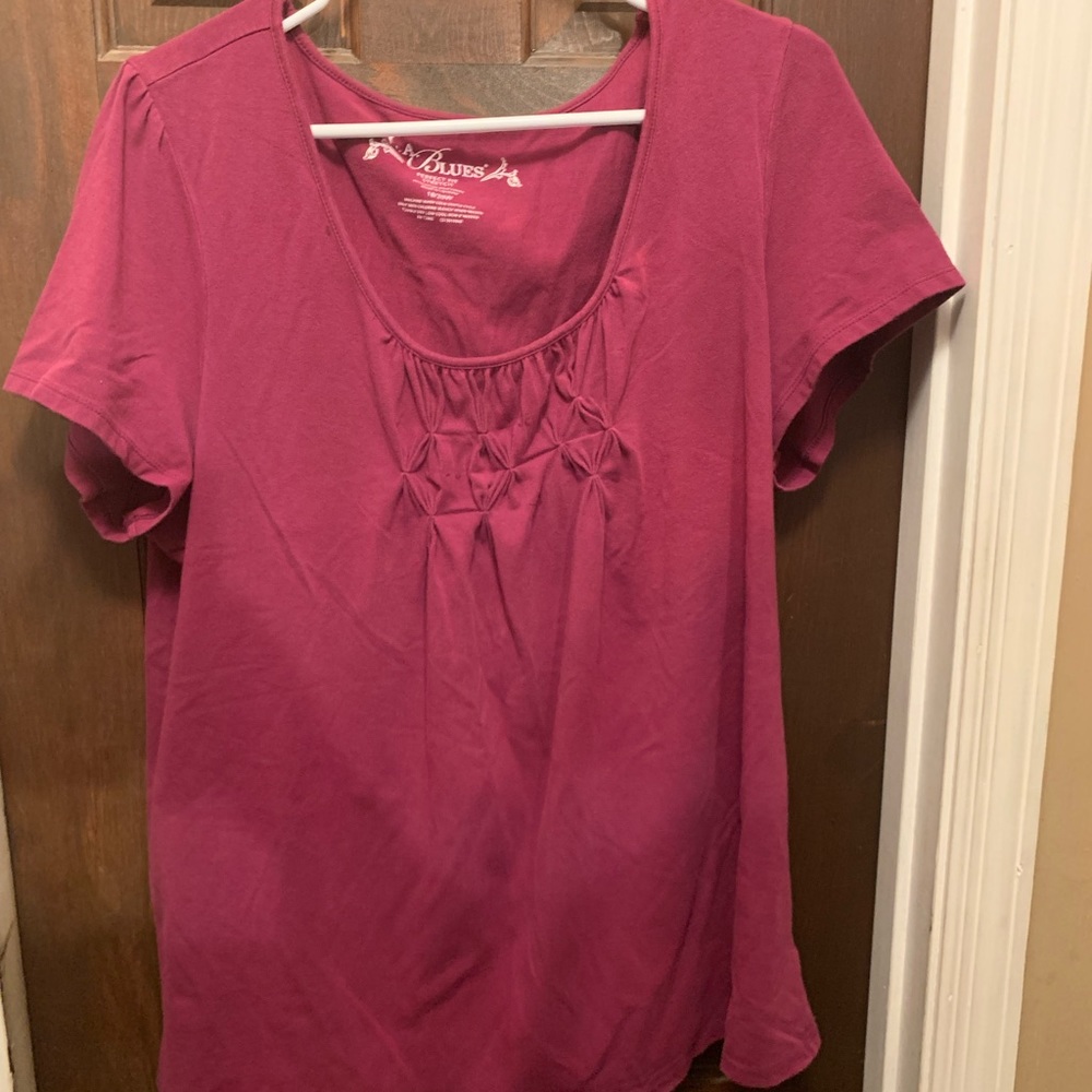 Women’s Size 18/20W Short Sleeve Maroon Blouse: L.A. Blues